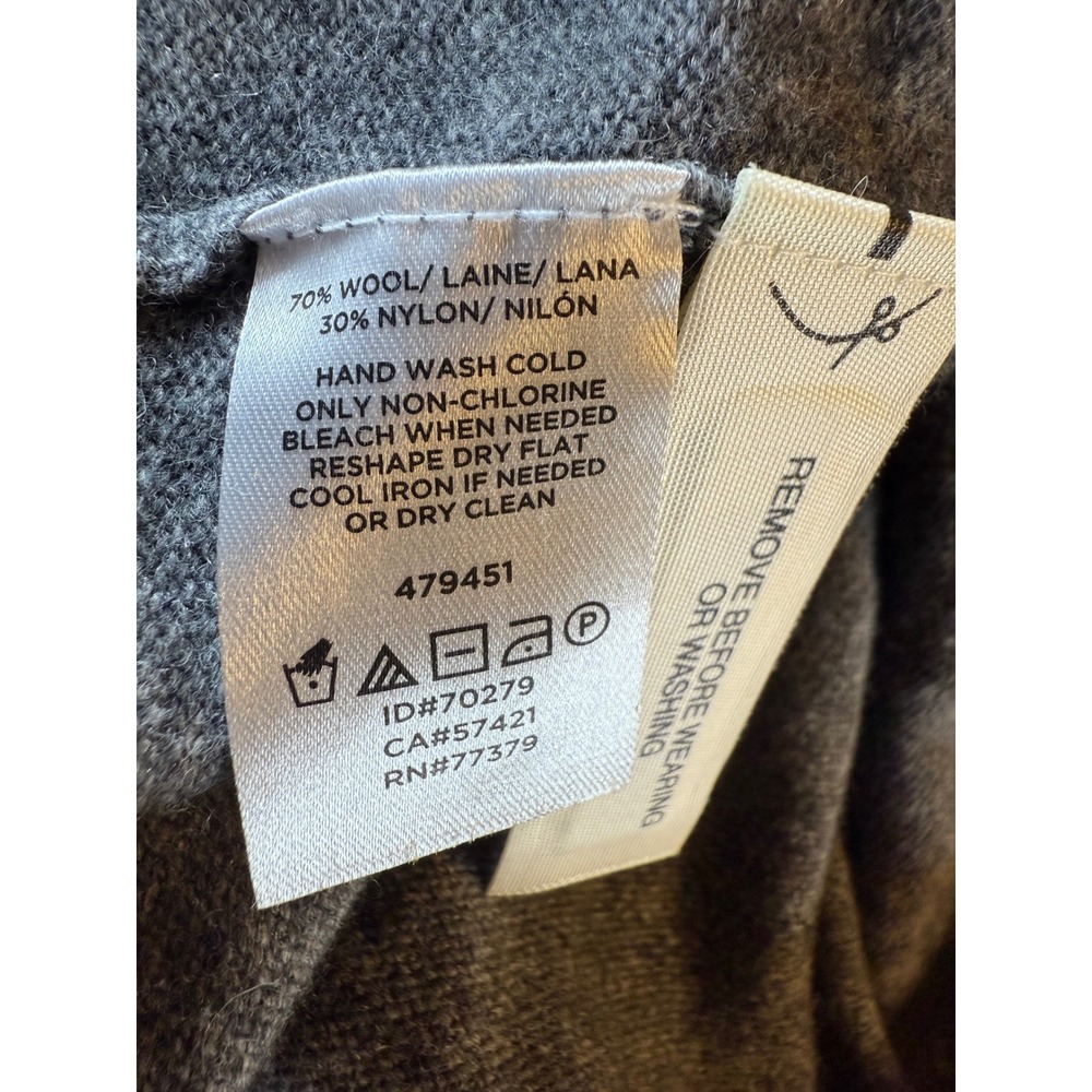 Ann Taylor Longline Cardigan Sweater Gray Wool Blend V Neck Button Front Size M - Picture 4 of 9